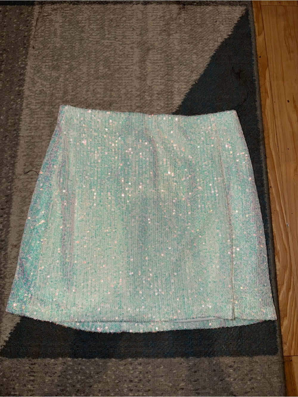 Art Class Iridescent White Sequin Mini Skirt